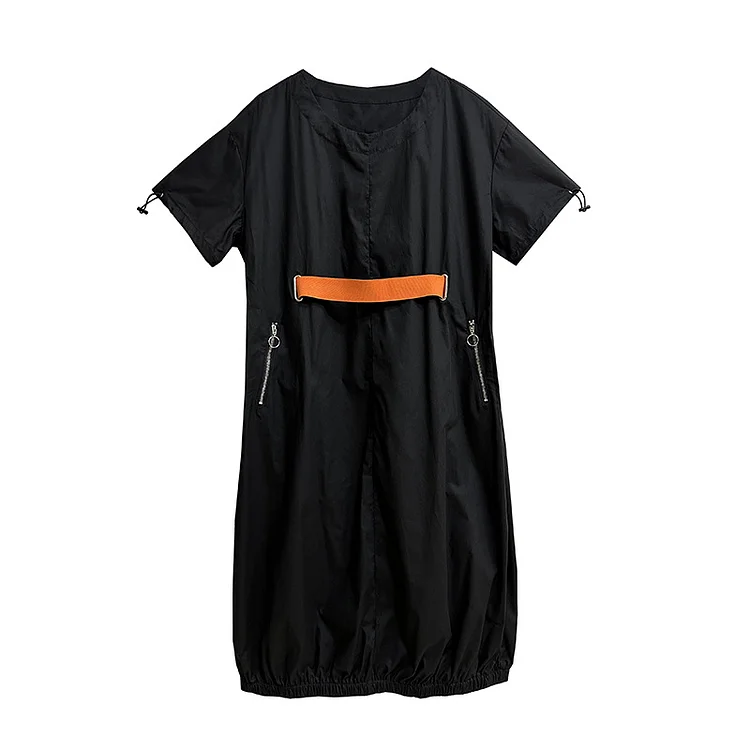 Short Sleeve Colorblocked Midi Dress