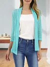 Vibrant V-Neck Crochet Cardigan - Elegant 3/4 Sleeve Mesh Slim Fit, Breathable, Casual, Comfortable, Women's Fashion Clothing for Daily Wear