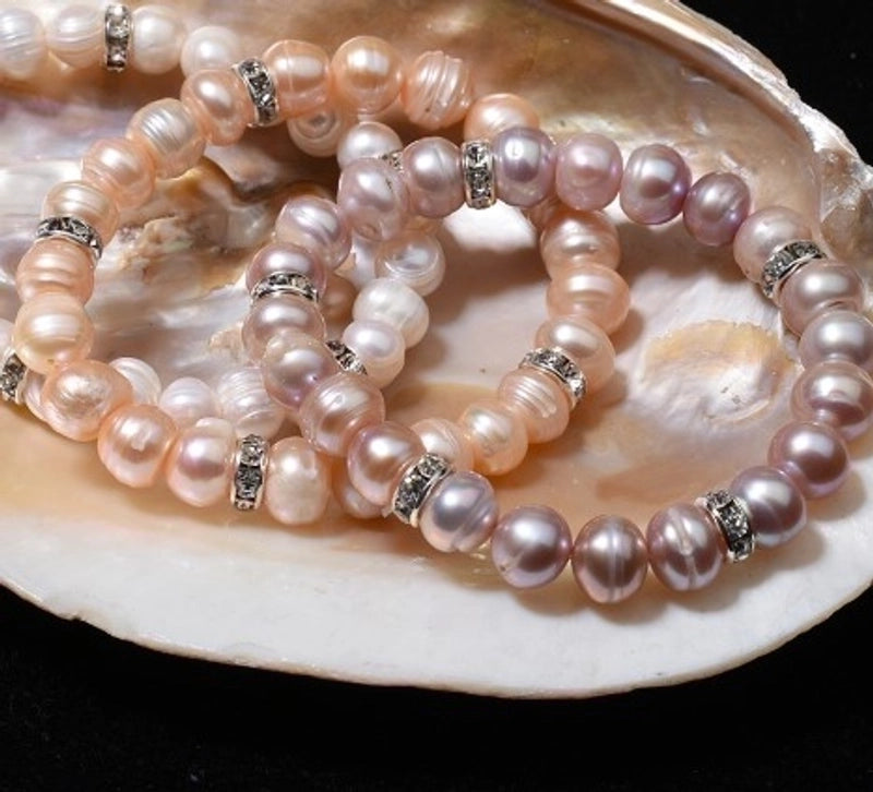 Elastic String Beaded Natural Pearl Bracelets