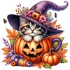 Halloween Pumpkin Cat-14CT Counted Cross Stitch 40*40cm/15.75*15.75in