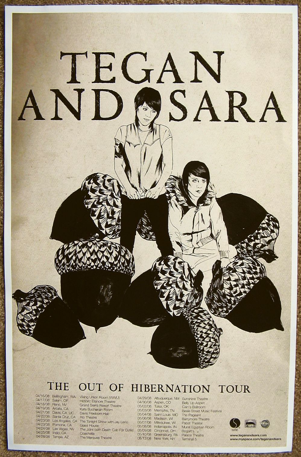 TEGAN AND SARA 2008 Tour POSTER Out Of Hibernation Gig Concert