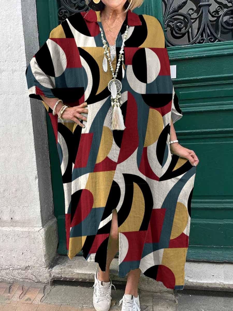Women's Geometric Bohemian Print Loose Dress