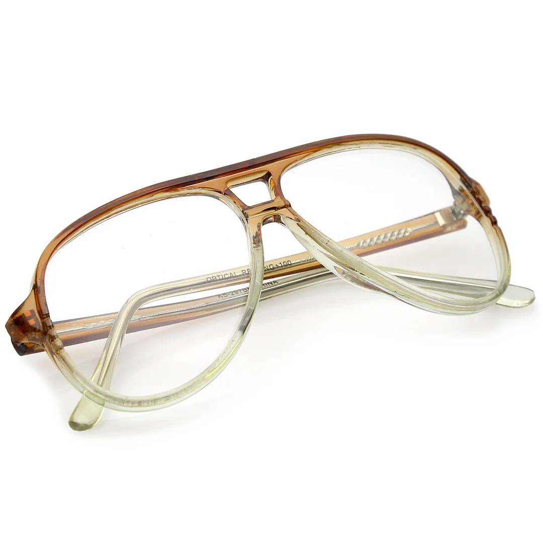 Retro Transparent Flat Top Teardrop Clear Lens Aviator Eyeglasses 56mm