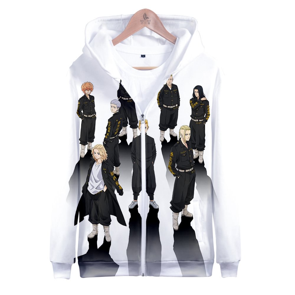 Anime Tokyo Revengers Cosplay Hoodie Unisex Zipper Jacket Sweatshirt Hoodie Costume Coat Tops