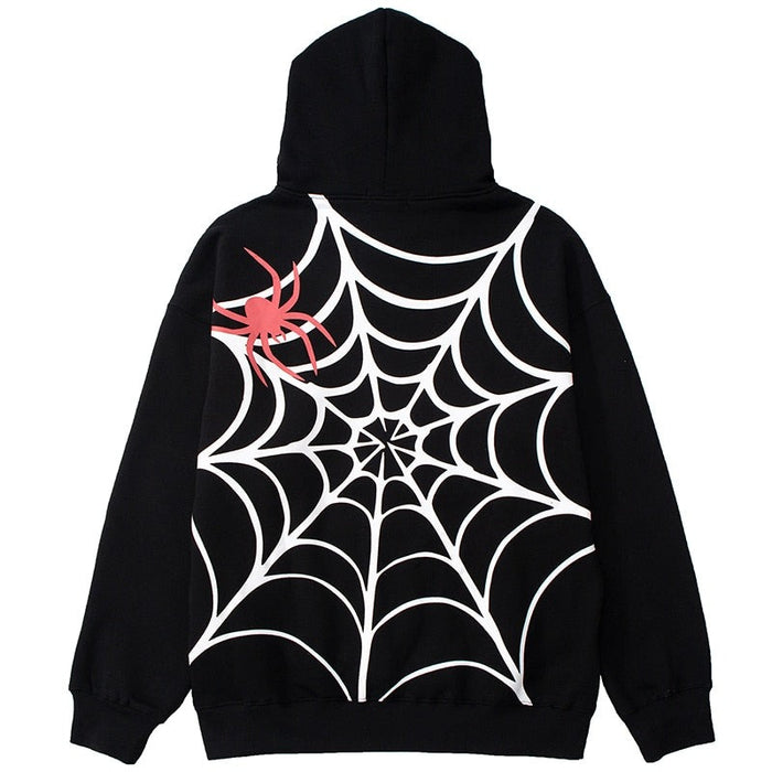 Spider Text Slogan Printed Casual Fleece Lined Hoodie