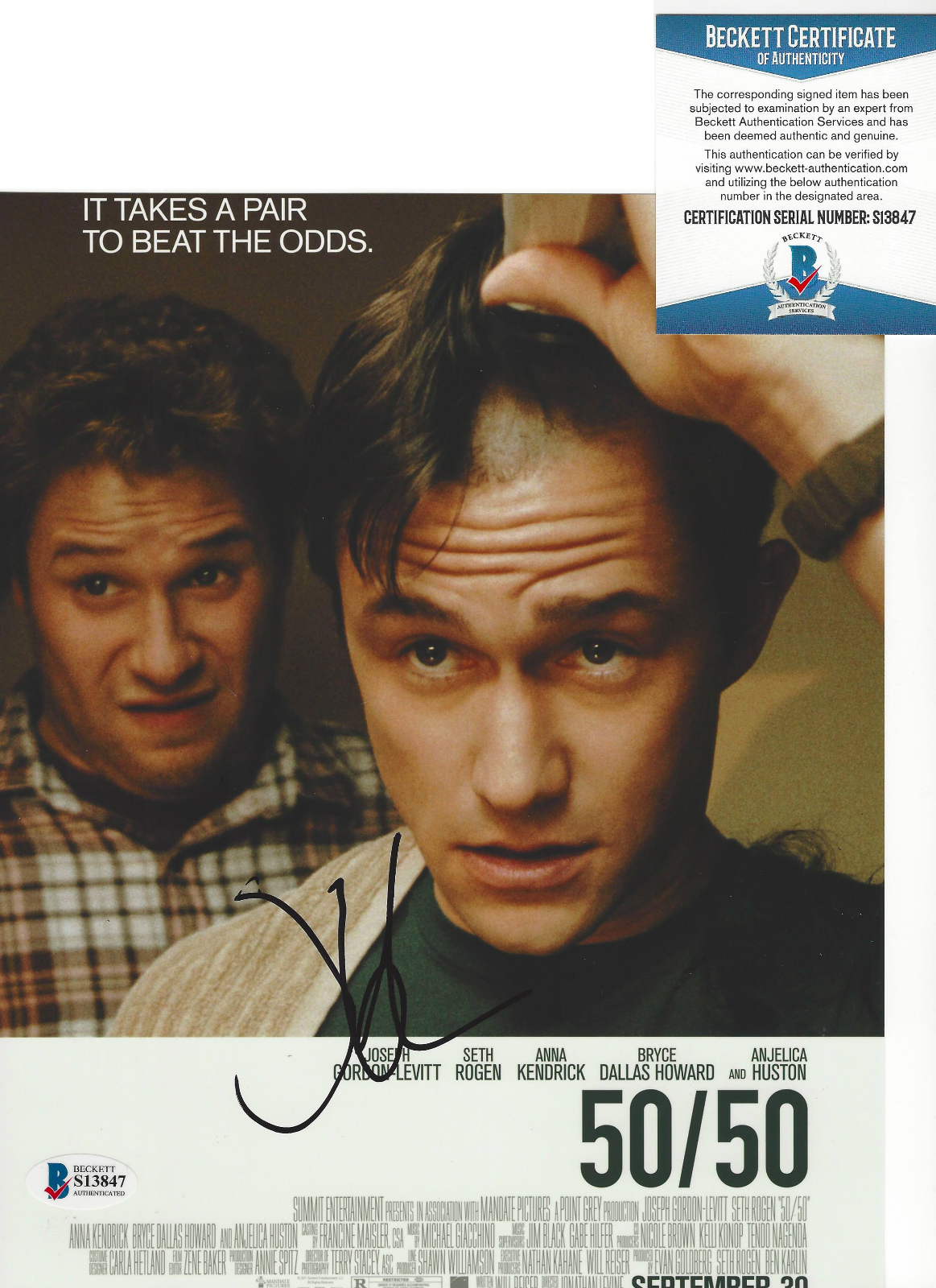 JOSEPH GORDON-LEVITT SIGNED 50/50 8X10 Photo Poster painting 3 ACTOR PROOF BECKETT COA BAS