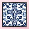 (Stamped/Counted) Blue And White Porcelain-Cross-14CT Cross Stitch 40*40cm/15.75*15.75in