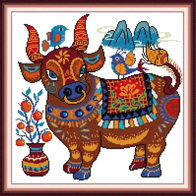 Joy Sunday-Year Of The Bull-14CT Stamped Cross Stitch-40*40cm