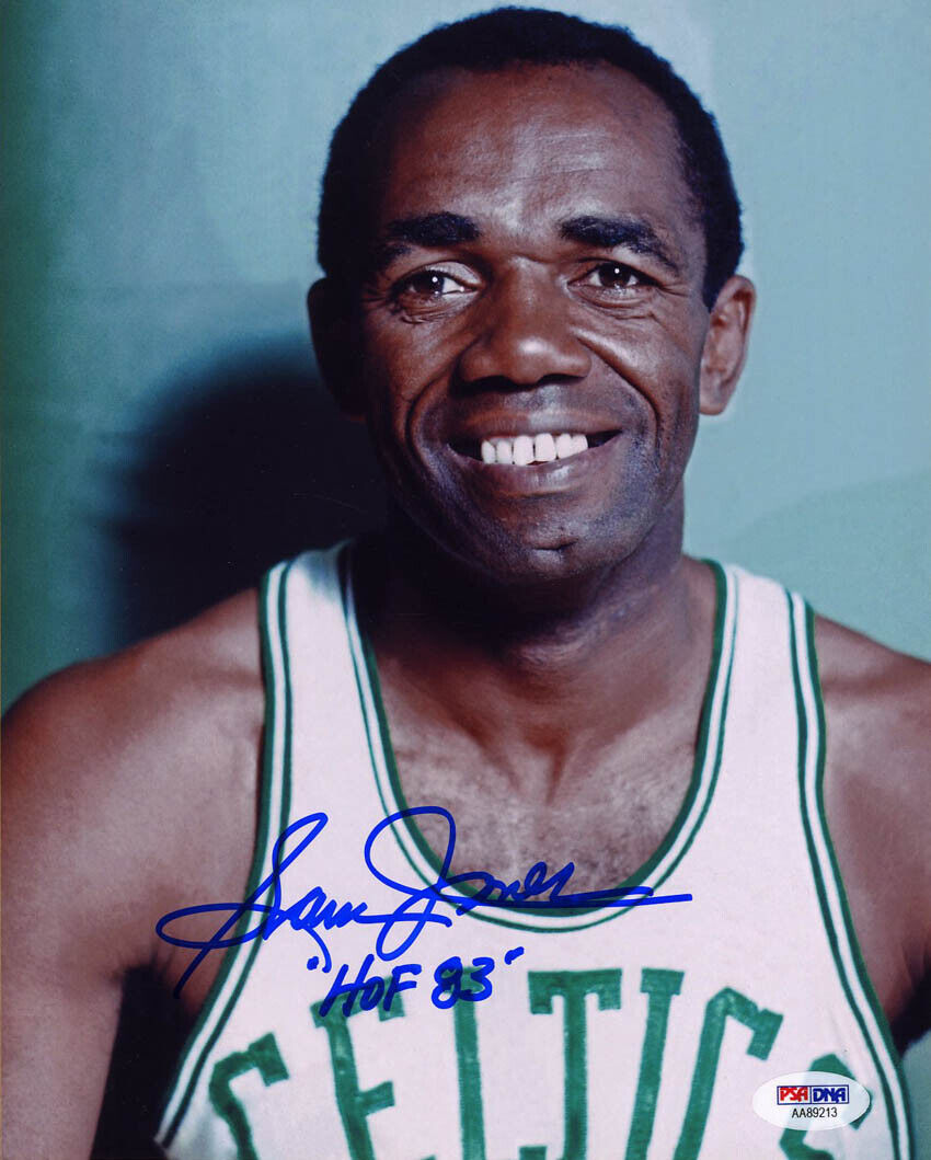 Sam Jones SIGNED 8x10 Photo Poster painting + HOF 83 Boston Celtics PSA/DNA AUTOGRAPHED Champ