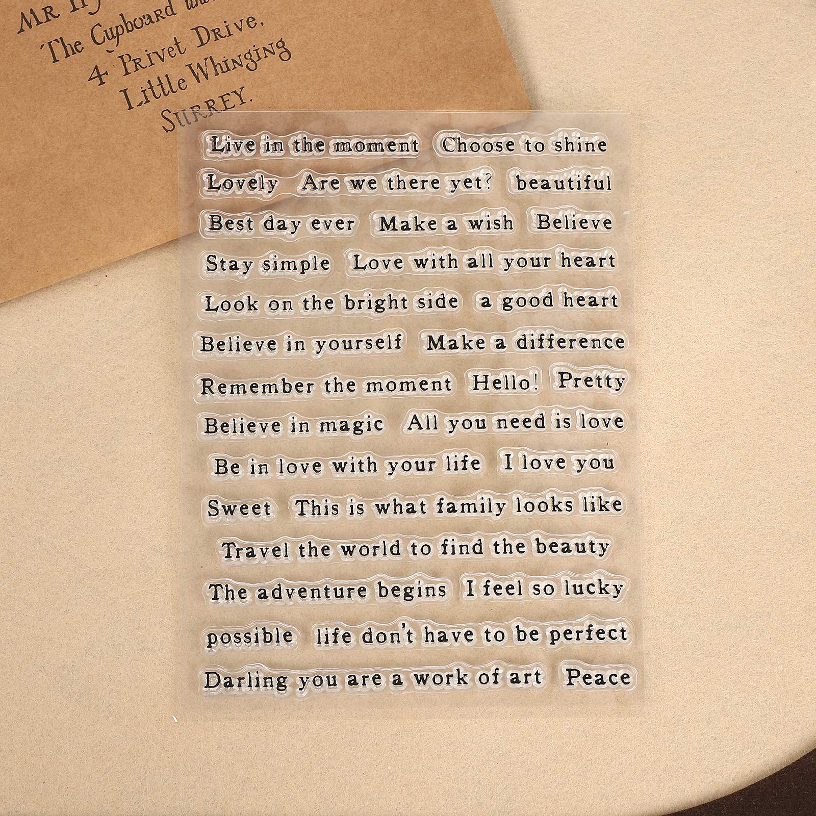 실리콘 스탬프 - 빈티지 영어 텍스트 짧은 문장 투명