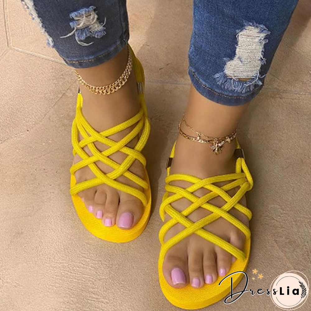 Fashion Rope Summer Shoes Boho Beach Sandals Women Flats Sandals Slides Flat Sandals