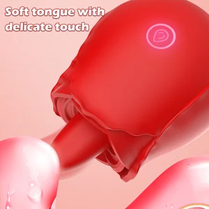 Rose Tongue Licking Vibrator for Women - 10 Vibration Modes, Body Safe Silicone