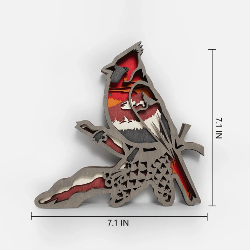 Purexcellent&trade; New creative home desktop wood carving red bird crafts ornaments