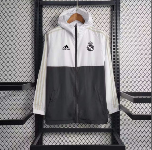 23/24 Real Madrid Jersey Windbreaker White Black Thai Quality