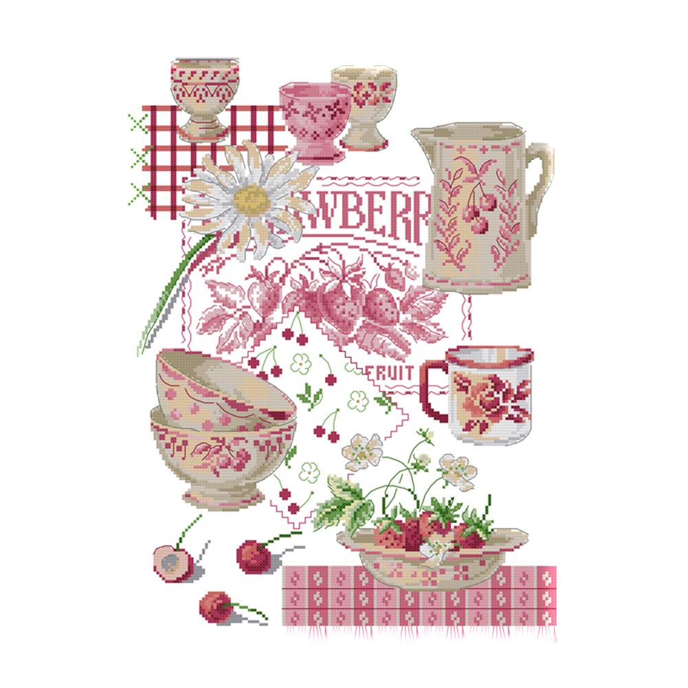 

Colorful Fruit Tableware - 14CT Stamped Cross Stitch - 46*35cm, 501 Original