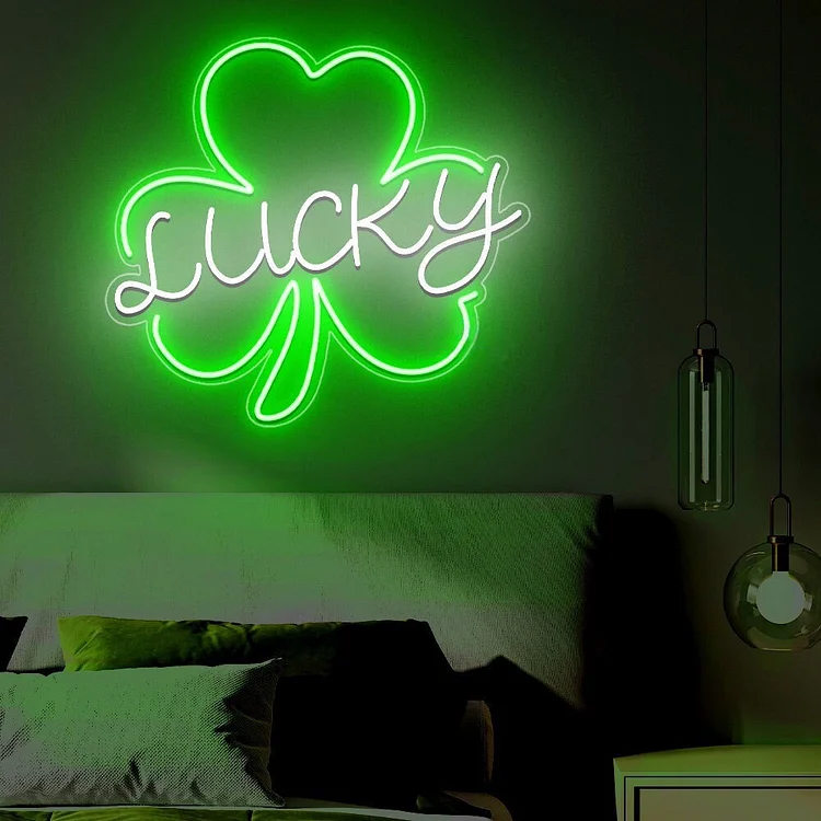 Blanketcute-Personalized 100% Handmade Lucky Leaf LED Neon Sign with Your Kid's Name