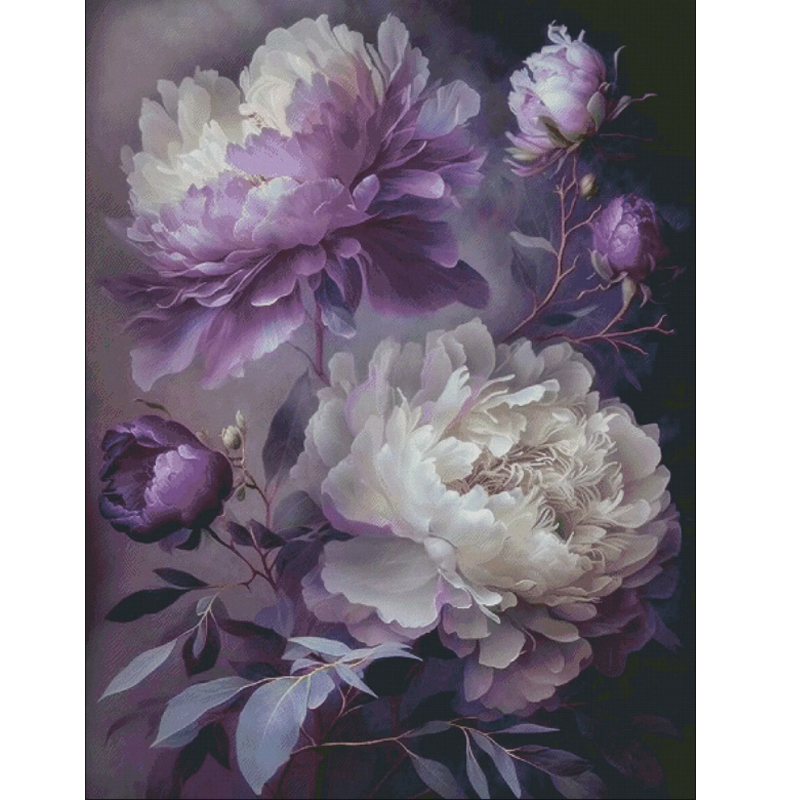 [KZ-ZZ2393-National Color Peony + KZ-ZZ2394-Purple Peony + KZ-ZZ2658-Juedai Fenghua] Painting Fairy Cross Stitch