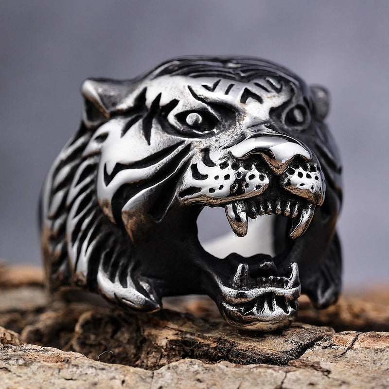 Hip-Hop Streetwear Lion 304 Stainless Steel Rings In Bulk