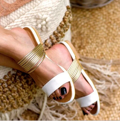 2020 Sandals Womens Leisure Rome Flat Plus Size Flat One Word With Peep Toe Slippers Shoes Retro Roman 35- 43 Drop #0709