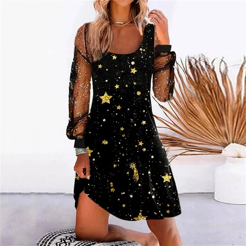 Women Elegant V Neck Mesh Long Sleeve Party Dress Spring Autumn Sexy Lace Patchwork Slim Mini Dress Vintage Femme Dress Vestidos