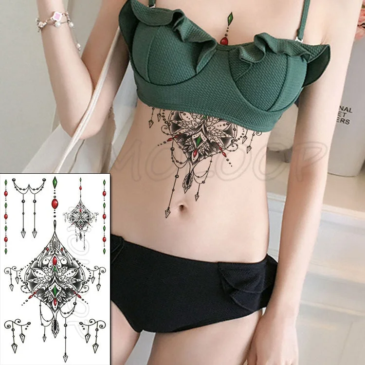 Temporary Tattoo Sticker Plant Leaf Flower Like Butterfly Sexy Chest Back Fake Tatoo Waterproof Flash Tatto Art for Woman Girl