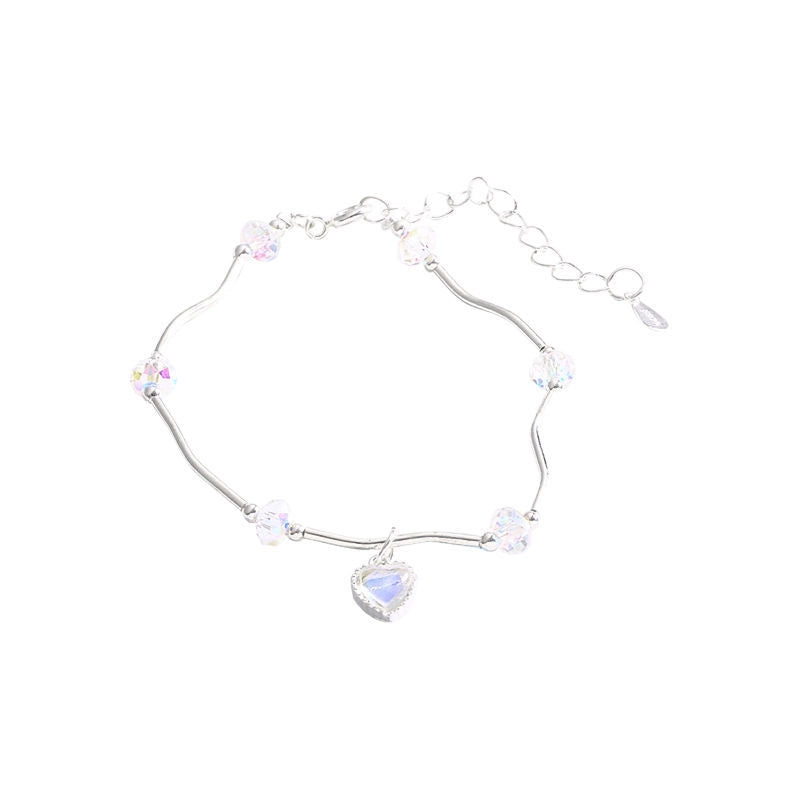 Colorful Crystal Love Bracelet Female Super Fairy Moonstone Wave Sweet Temperament Bracelet Girlfriends Gift