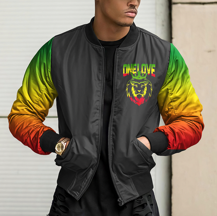 Wearshes Men's ONE LOVE Gradient Stand Collar Casual Jacket