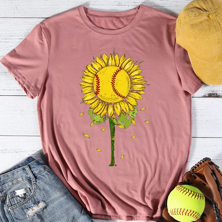 Softball Sunflower T-shirt Tee -01267-Annaletters
