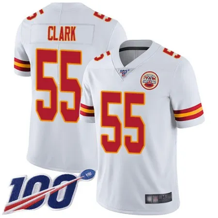Men's Kansas City Chiefs  #55 Frank Clark White 2019 100th Season Vapor Untouchable Limited Stitched NFL Jersey