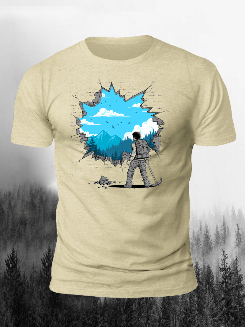 Men's Outdoor Walking Natural Breakthrough Short-Sleeved Shirt