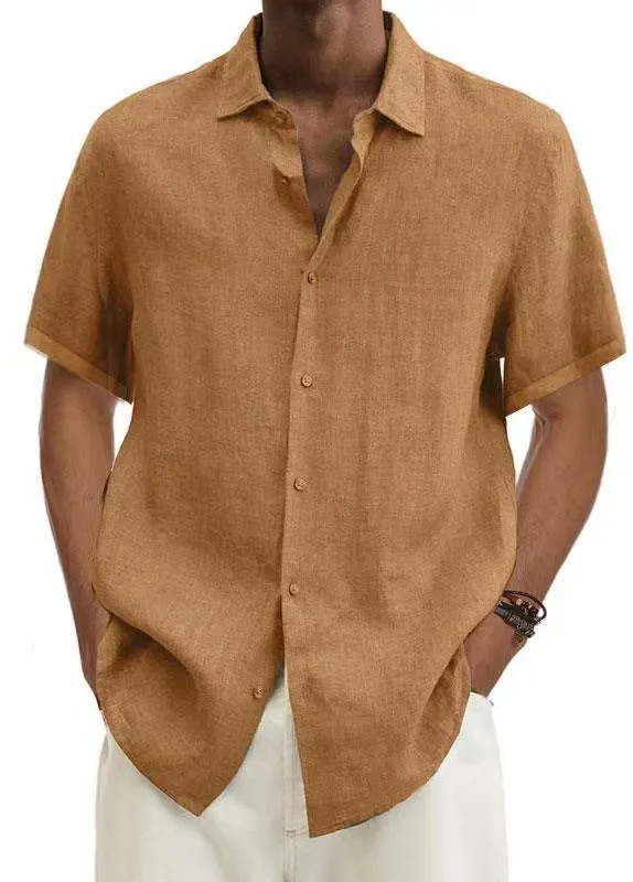 Uveng Uveng Explosion Summer V-Neck Button Cotton Cotton Pure Cotton Shirt Shirt Man Shirt Man