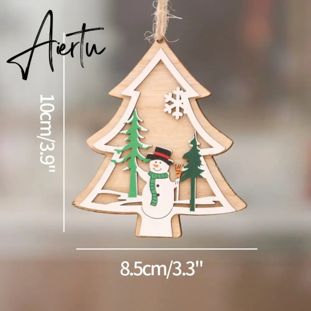 Merry Christmas Hanging Pendants Wooden Christmas Ornaments Decorations for Home Xmas Tree Home Decor New Year Navidad Aiertu