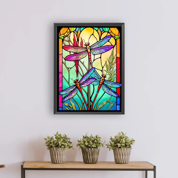 5D DIY Full Round Drill Diamond Painting - Stained Glass Dragonfly