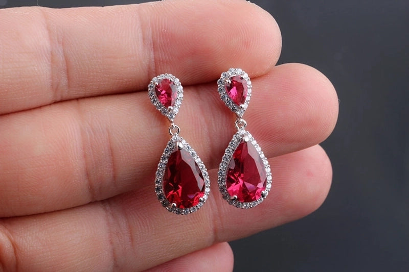 1 Pair Casual Shiny Water Droplets Plating Inlay Copper Zircon White Gold Plated Drop Earrings