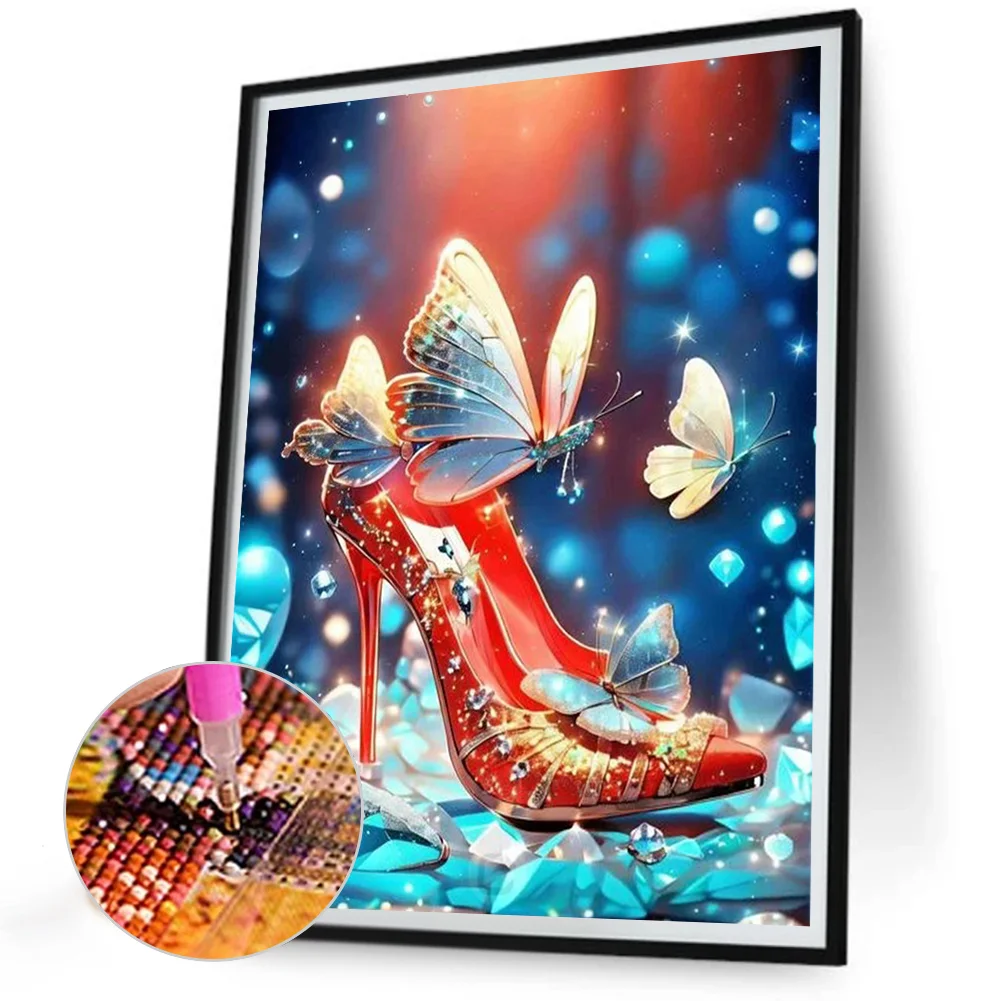 Diamond Painting - Full Round Drill - Butterfly High Heels(Canvas|30*40cm)