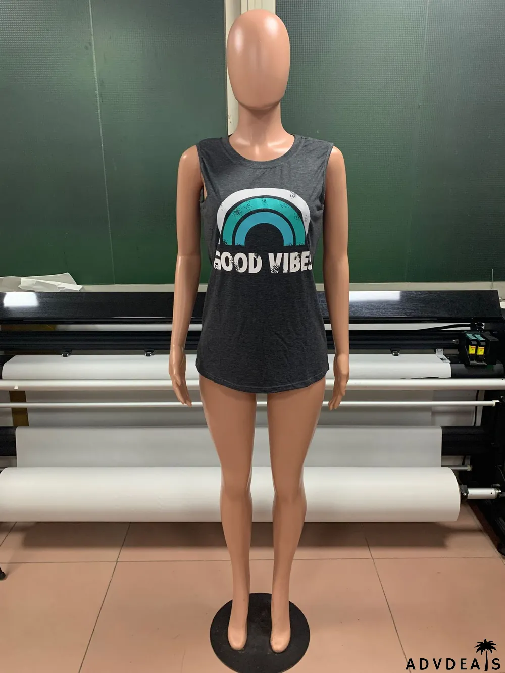 Summer Women'S Tank Top Letter Print Round Neck Sleeveless T-Shirt