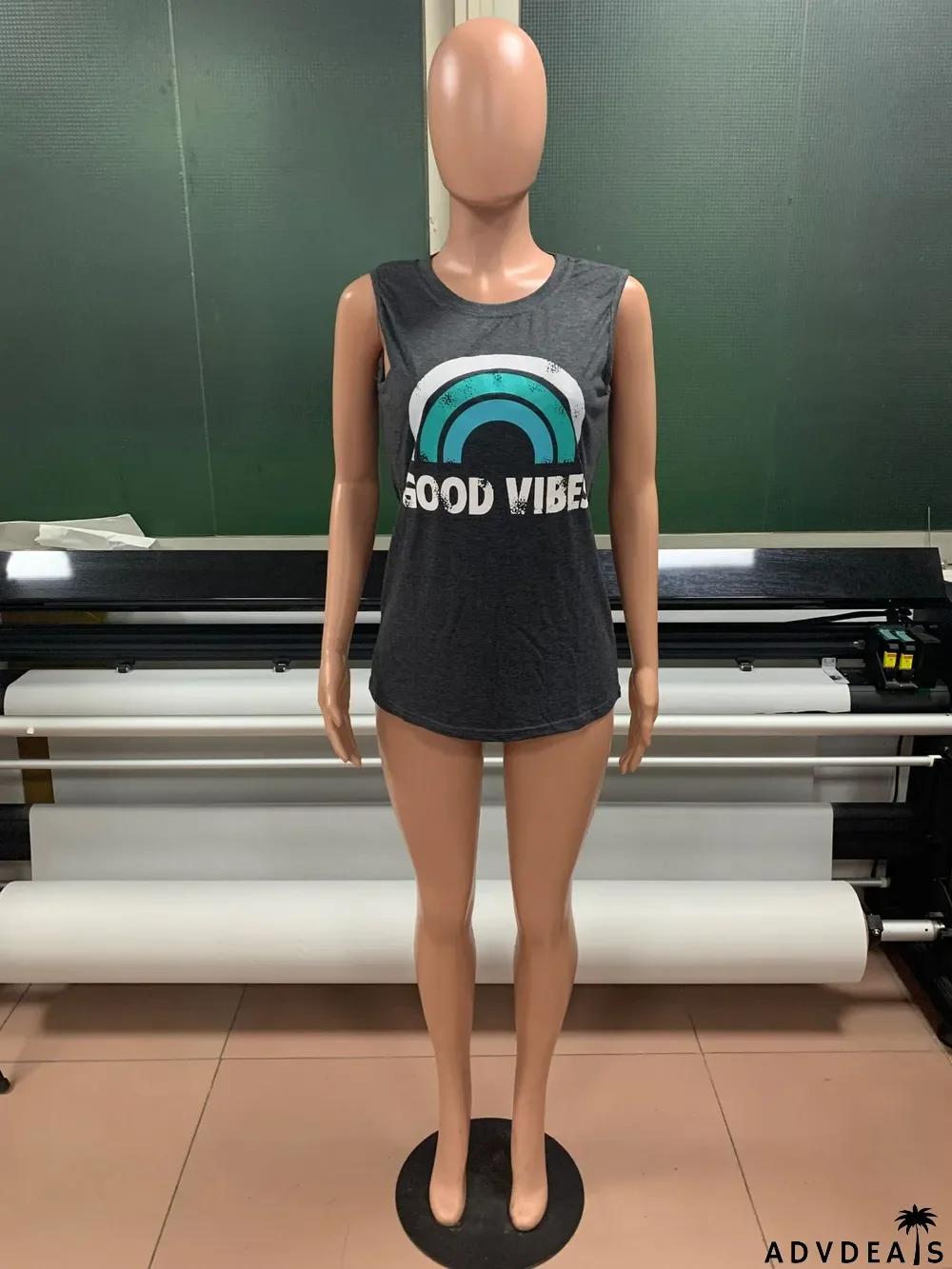 Summer Women'S Tank Top Letter Print Round Neck Sleeveless T-Shirt