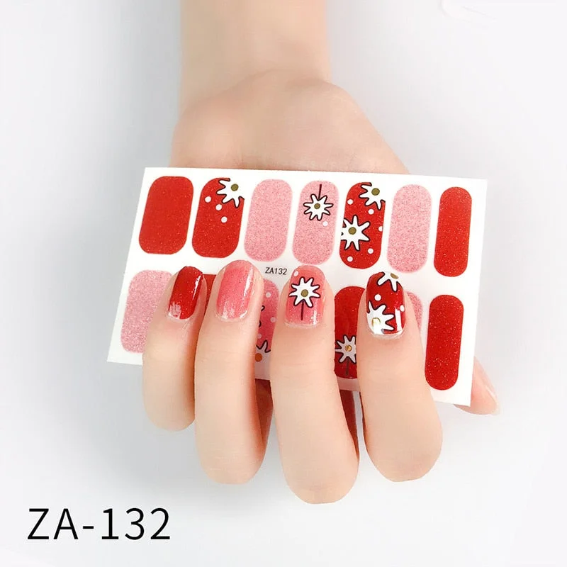 New Designs Full Cover Nail Stickers Fashion Flowers Nail Sticker Set Self Adhesive Manicure Decoracion Nail Strips-Nail Inspo