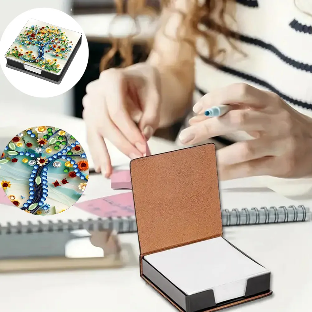 PU 5D Diamond Painting Kit Note Box DIY Diamond Art Notepad Box (Tree B)