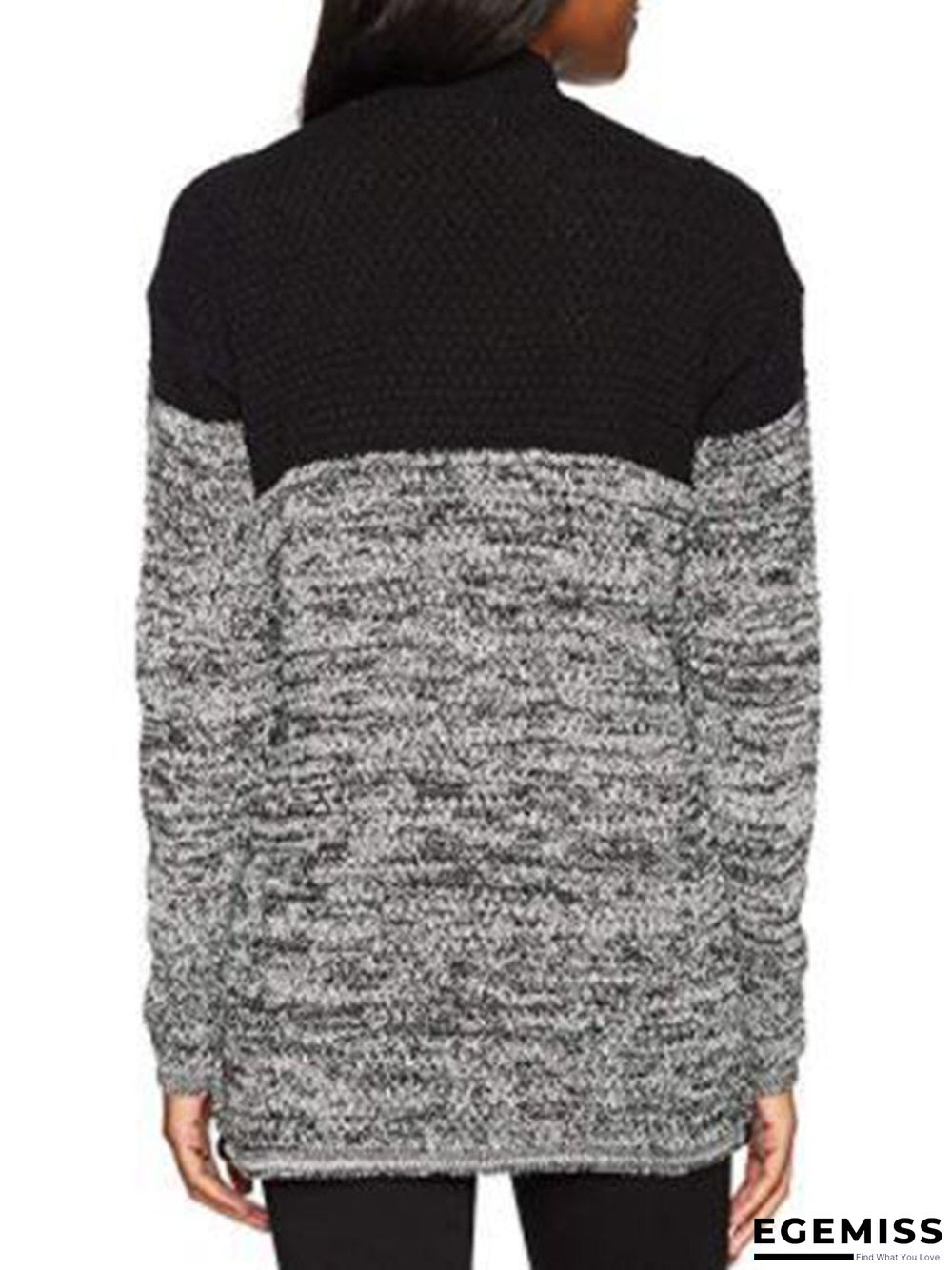 Blue Acrylic Casual Color-block Solid Sweater | EGEMISS