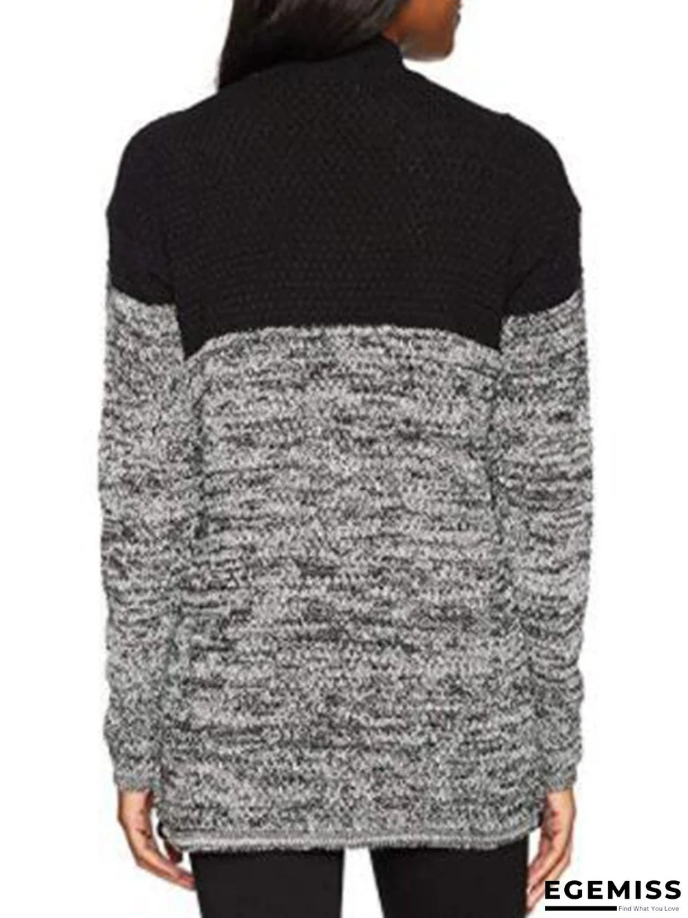 Blue Acrylic Casual Color-block Solid Sweater | EGEMISS