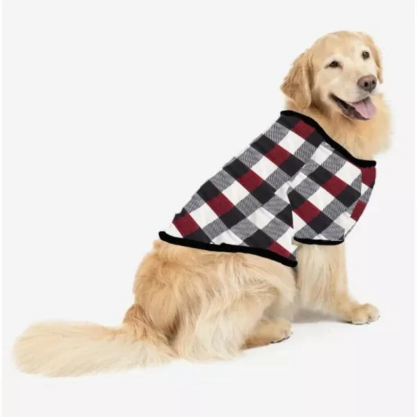 Christmas Cute Cat Prints Red & Black & Grey & White Plaid Family Matching Pajamas