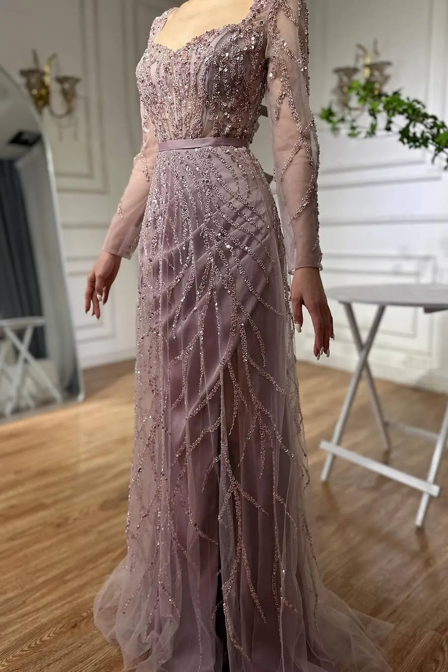 slim fit dress slacks Wisteria Ruched Empire Halter Floor Length Chiffon Bridesmaid Gown main image 1