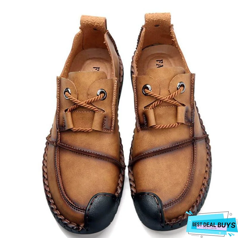 Men's Fashion Business Spliced Laced Casual Leather Shoes