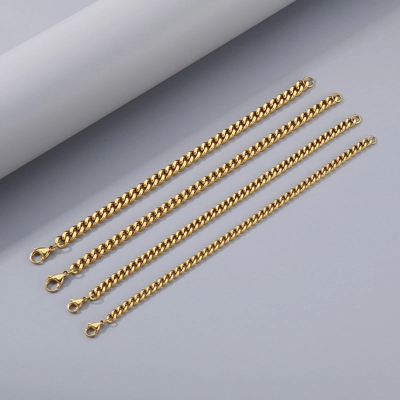 Fashion Simple Bracelet Stainless Steel Six-Sided Grinding Chain Choker Necklace