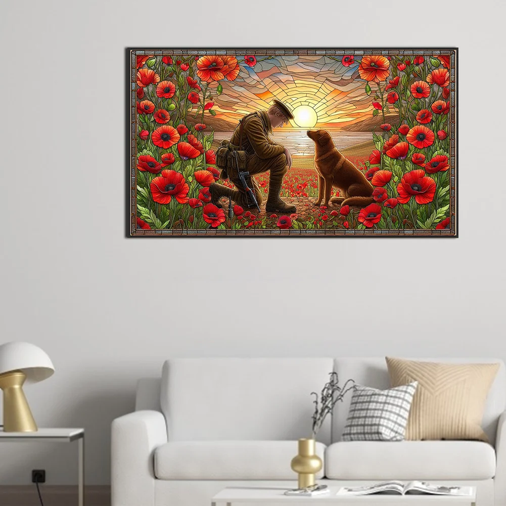Diamond Painting - Full Round Drill - Warriors and War Dogs(Canvas|70*40cm)