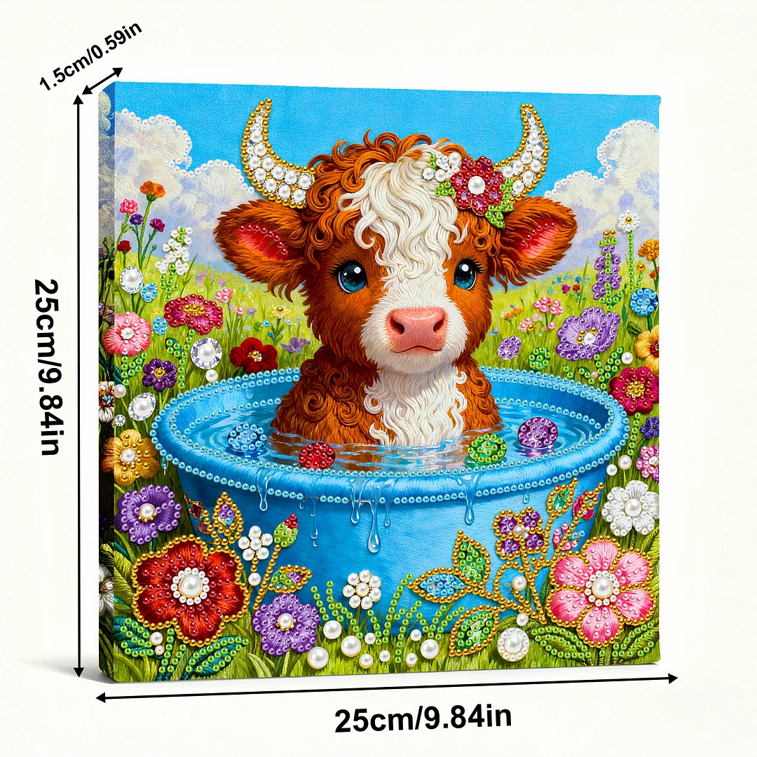 Calf Art Diamond Painting Kit for Adults Home Decor 25x25cm With Frame