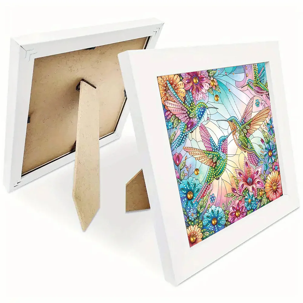 5D DIY Partial Special Shaped Drill Diamond Painting Kit Hummingbird Decor(19.2*19.2cm)【With Frame】