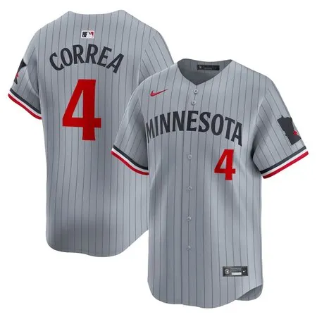 Men's Minnesota Twins #4 Carlos Correa  Gray Road Limited Player Jersey