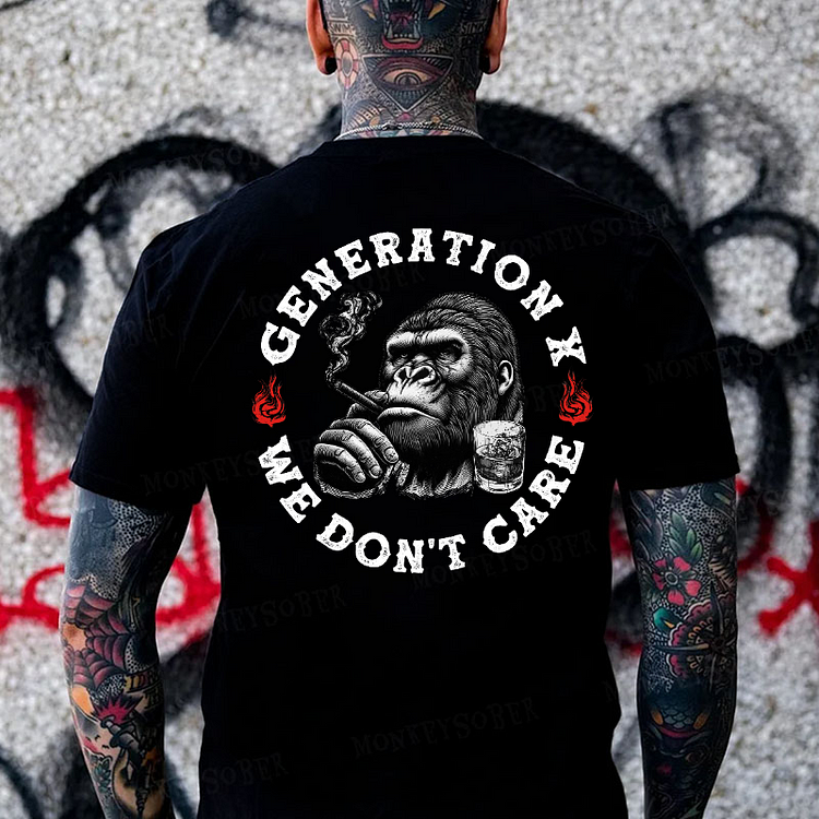 Generation X: We Don't Care Monkey T-shirt